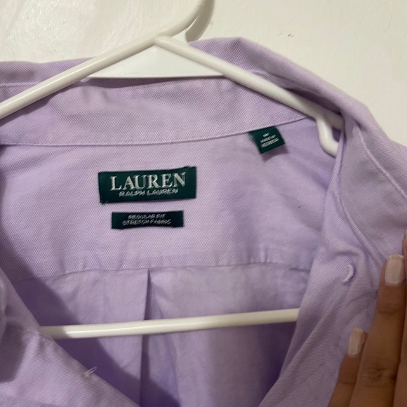 Lauren Ralph Lauren Mens Light Purple Stretch Fabric Regular Fit Button Shirt L - Picture 1 of 3